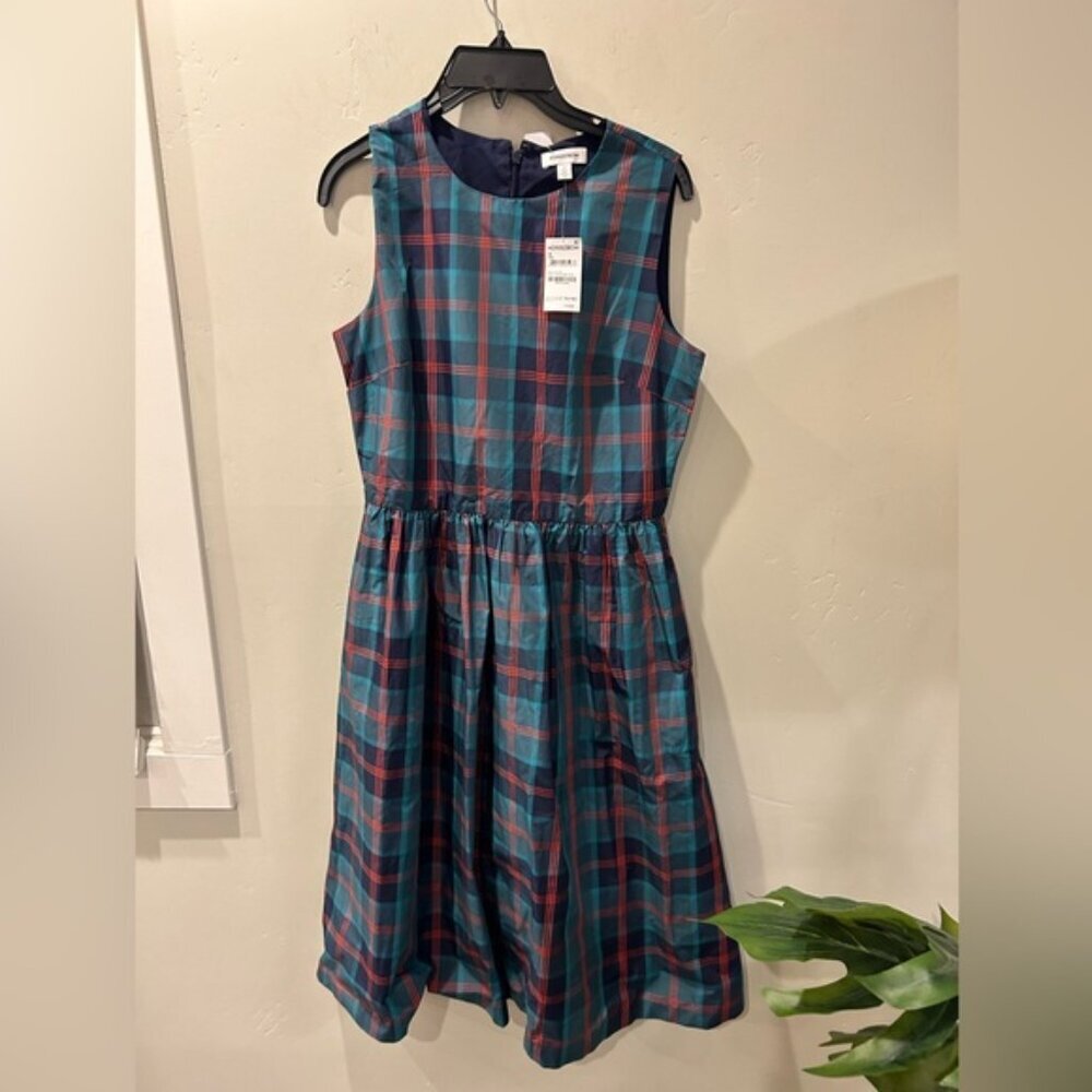 Nordstrom PLAID FIT & FLARE DRESS IN TEAL CYRUS SZ M ✨✨ - Picture 6 of 6